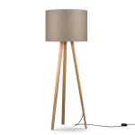 Stehlampe LUCA STAND von maigrau mit Holzgestell aus geölter Eiche und einem Textil Lampenschirm aus Filz in bronzegrau Stehlampe mit Dimmer in Eiche natur mit Lampenschirm aus Filz in bronzegrau - LUCA STAND von maigrau