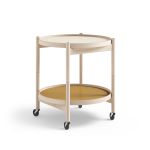 Runder Servierwagen TRAY TABLE 50 von Brdr. Krüger in Buche natur mit cremefarbenem und gelbem Tablett (Sunny) Servierwagen rund aus Holz Buche natur / Sunny - TRAY TABLE 50 von Brdr. Krüger