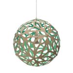 runde Pendelleuchte in Bambus innen aqua - FLORAL von David Trubridge