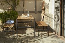 Skagerak - REFORM BENCH Design Gartenbank aus Alu in anthrazitschwarz und Teakholz