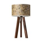 Tischlampe LIGNA mit Holzfuß Tischlampe mit Holzfuß in Nuissbaum und Lampenschirm Kornblume - LIGNA von LeuchtNatur
