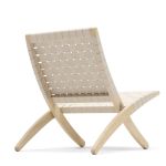 Loungesessel aus Eichenholz, geseift mit Gurtband in natur - Der MG501 Cuba Chair von Carl Hansen and Son