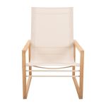 Vorderansicht des Outdoor Lounge Chair SOFIA von Traditional Teak mit cremefarbenen (Linen) Bezug Lounge Chair für den Garten mit Bezug Linen - Sofia Lounge Chair von Traditional Teak