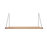 Vorderansicht des Design Wandregal LOOP SHELF in Eiche geölt mit Wandhalterung aus Schwarzstahl von We Do Wood Designer Wandregal in Eiche geölt und Messing - LOOP SHELF von We Do Wood