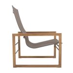 Seitenansicht des Outdoor Lounge Chair SOFIA von Traditional Teak mit taupefarbenem Bezug Lounge Chair für Garten mit Bezug Taupe - Sofia Lounge Chair von Traditional Teakl