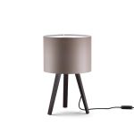 Tischleuchte mit Dimmer in Eiche geräuchert mit Lampenschirm in bronzegrau - LUCA STAND little von maigrau