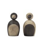 Vorderansicht vom SPATZENPÄRCHEN von Kay Bojesen - Vogelpaar in Eiche