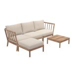 Outdoor Loungesofa TRADITION bestehend aus zwei Endmodulen, einem Zwischenmodul und einem Hocker mit passendem Loungetisch TRADITION von Skagerak by Fritz Hansen Outdoor Loungesofa mit Tisch Tradition Skagerak by Fritz Hansen