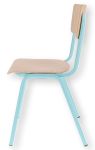 Moderner Vintagestuhl ZERO von Jan Kurtz aus türkisfarbenem, pulverbeschichteten Stahl und hellem Eichenholzfurnier Vintagestuhl aus Stahl in türkis und Holz in Eiche - ZERO von Jan Kurtz