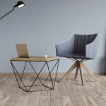 Designer Couchtisch TULIP von take me HOME aus Holz mit schwarzem Metallgestell TULIP von take me HOME - Designer Couchtisch aus Holz und Metall