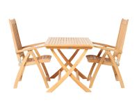 Einladende Gartensitzgruppe mit den Hochlehner Klappstühlen ALEXIA und dem gleichnamigen Klapptisch von Traditional Teak Gartensitzgruppe mit Hochlehner Klappstuhl aus Holz - ALEXIA RECLINER von Traditional Teak