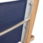 Detailansicht der zusätzlich verstärkten Rückenlehne des Gartenstuhls LUNA von Traditional Teak aus witterungsbeständigem Textilene Detail der Rückenlehne des stapelbaren Gartenstuhls - LUNA von Traditional Teak