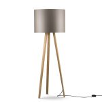 Stehlampe LUCA STAND mit einem Gestell aus geölter Eiche und einem Textil Lampenschirm in bronzegrau Stehlampe mit Dimmer in Eiche natur mit Lampenschirm in bronzegrau - LUCA STAND von maigrau