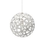 Kugel Hängeleuchte in Bambus weiß (40 cm) - CORAL von David Trubridge