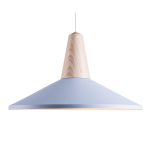 Eisblaue Pendelleuchte mit einer Fassung aus Esche von Schneid EIKON SHELL von Schneid - Pendelleuchte in Eisblau mit Esche
