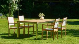 moderner Gartentisch aus Teak und Edelstahl - NOAH von Traditional Teak