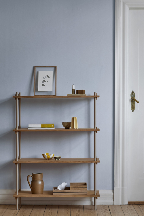 MOEBE SHELVING SYSTEM Regal in Eiche / Grau-Beige