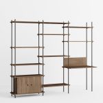 Regal mit Schreibtisch in Eiche geräuchert / Schwarz - SHELVING SYSTEM WORKSPACE WIDE von MOEBE