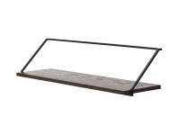 Seitenansicht des Designer Wandregal RAIL SHELF von Audo Copenhagen in Eiche, dunkel gebeizt Designer Wandregal aus Holz in Eiche dunkel und Metall - RAIL SHELF von MENU