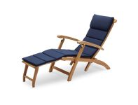 Garten Liegestuhl aus Teak mit Auflage in Marine - STEAMER DECK CHAIR von Skagerak