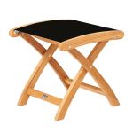 Der klappbare Fußhocker KATE von Traditional Teak in der Variante Textilene schwarz KATE von Traditional Teak Fußhocker klappbar in Batyline schwarz