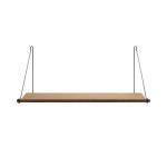 Vorderansicht des Design Wandregals LOOP SHELF in Eiche geräuchert mit Wandhalterung aus Schwarzstahl von We Do Wood Designer Wandregal in Eiche geräuchert und Schwarzstahl - LOOP SHELF von We Do Wood
