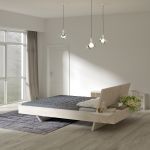Das Bett SOMNIA von vitamin design mit robusten, natürlich behandelten Holzoberflächen schwebendes Bett aus Asteiche, weiss geölt - SOMNIA von vitamin design