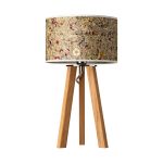 Tischlampe LIGNA mit Holzfuß Tischlampe mit Holzfuß in Eiche und Lampenschirm Almwiese - LIGNA von LeuchtNatur