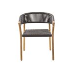 Vorderansicht des stapelbaren Gartenstuhls MARCELLA DINING CHAIR von Traditional Teak Vorderansicht des Gartenstuhls aus Teak mit Geflecht MARCELLA DINING CHAIR von Traditional Teak