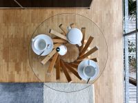 keilbach - TAVOLINO GRANDE Couchtisch rund aus Glas und Holz