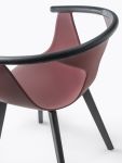 Armlehnstuhl FOX 2725 für Esszimmer von Pedrali mit elegantem Holzgestell in Esche, schwarz gebeizt und beerenfarbener Sitzschale FOX 3725 von Pedrali - Armlehnstuhl für Esszimmer mit elegantem Holgestell