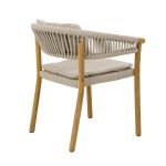 gepolsterter Gartenstuhl aus Teak mit Geflecht in Linen - MARCELLA DINING CHAIR von Traditional Teak