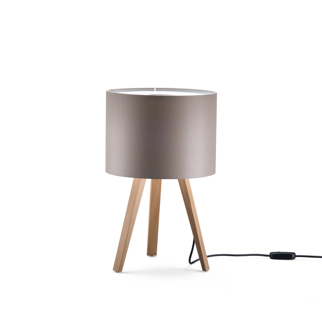 Maigrau - Luca Stand Little - dimmbare Tischleuchte mit Holzstativ