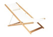 Liegestuhl KATE von Traditional Teak in Textilene weiß mit Nackenrolle Sonnenliege KATE von Traditional Teak mit Batyline in weiß