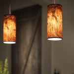 Elegante Pendelleuchten NUX aus Holzfurnier in Nussbaum von LeuchtNatur für den Esstisch  NUX von LeuchtNatur Esstisch Pendelleuchte in Nussbaum Maser