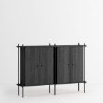 modulares Aufbewahrungssystem in Eiche schwarz / Schwarz - SHELVING SYSTEM DOUBLE CABINET von MOEBE