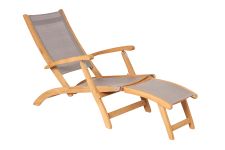 komfortabler Teakholz Deckchair mit Batyline taupe - KATE von Traditional Teak