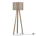 Stehleuchte dimmbar in Eiche natur mit Lampenschirm aus Filz in bronzegrau - LUCA STAND HIGH von maigrau