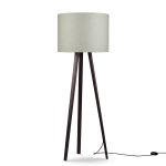 Stehlampe LUCA STAND von maigrau mit Holzgestell aus geräucherter Eiche und einem Textil Lampenschirm aus Filz in naturweiß Stehlampe mit Dimmer in Eiche geräuchert mit Lampenschirm aus Filz naturweiß - LUCA STAND von maigrau