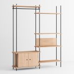 Regalsystem als Garderobe in Eiche geölt / Grün - SHELVING SYSTEM HALLWAY DOUBLE von MOEBE