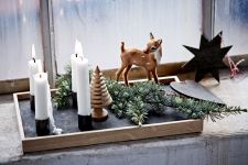 Individuell gestaltbares Holztablett CANDLE TRAY von The Oak Men mit vier magnetsichen Kerzenhaltern im weihnachtlichen Look Kerzenhalter und Holztablett zur Dekoration - CANDLE TRAY von The Oak Men