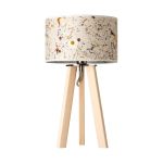 Tischlampe LIGNA mit Holzfuß Tischlampe mit Holzfuß in Zirbe und Lampenschirm Almwiese light - LIGNA von LeuchtNatur