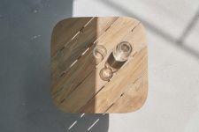 Draufsicht Lounge Tisch für Garten aus Edelstahl und Teak in 60x60 - LILIUM von Skagerak