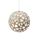 Kugel Hängeleuchte in Bambus natur / weiß (40 cm) - CORAL von David Trubridge