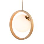 Pendelleuchte LOER PENDANT aus Holz und Glas von Tom Raffield im eingeschalteten Zustand Pendelleuchte aus Holz in Esche und Glas - Loer Pendant von Tom Raffield