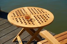 Kleiner runder Klapptisch für Garten, Balkon und Terrasse - LILLY von Traditional Teak  kleiner runder Klapptisch für Garten, Balkon und Terrasse - LILLY von Traditional Teak