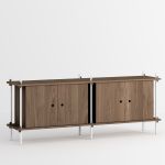 Modernes Design Sideboard aus Holz in Eiche geräuchert und Metall in weiß - Das Shelving System von Moebe