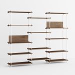 Wandregalsystem in Eiche geräuchert / Weiss - SHELVING SYSTEM WIDE TALL SHELVES von MOEBE