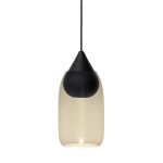 Design Pendelleuchte LIUKU aus Holz mit Rauchglas in Tropfenform Design Pendelleuchte aus Holz in Linde schwarz Tropfenform mit Rauchglas - LIUKU von Mater