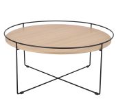 Großer Couchtisch CLOCK aus Metall und Holz in Eiche natur von Jan Kurtz - 80 cm Durchmesser runder Couchtisch aus Metall und Holz in Eiche natur (80 cm) - CLOCK von Jan Kurtz